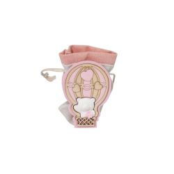 Scatolina in legno portaconfetti orso rosa con mongolfiera