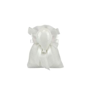 Sacchetto tipo lino bianco con magnete palloncino bianco