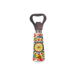 Apribottiglie manico in porcellana dec. maiolica
