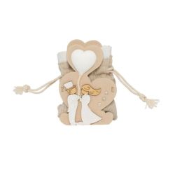 Scatolina in legno cuori sposi con gessetto cuore