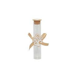 Fialetta in vetro con albero della vita legno bianco e tortora
