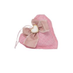Cuscino cuore rosa con fiocco e gessetto bianco