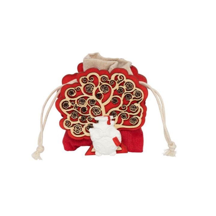 Scatolina in legno laurea albero della vita con gufo