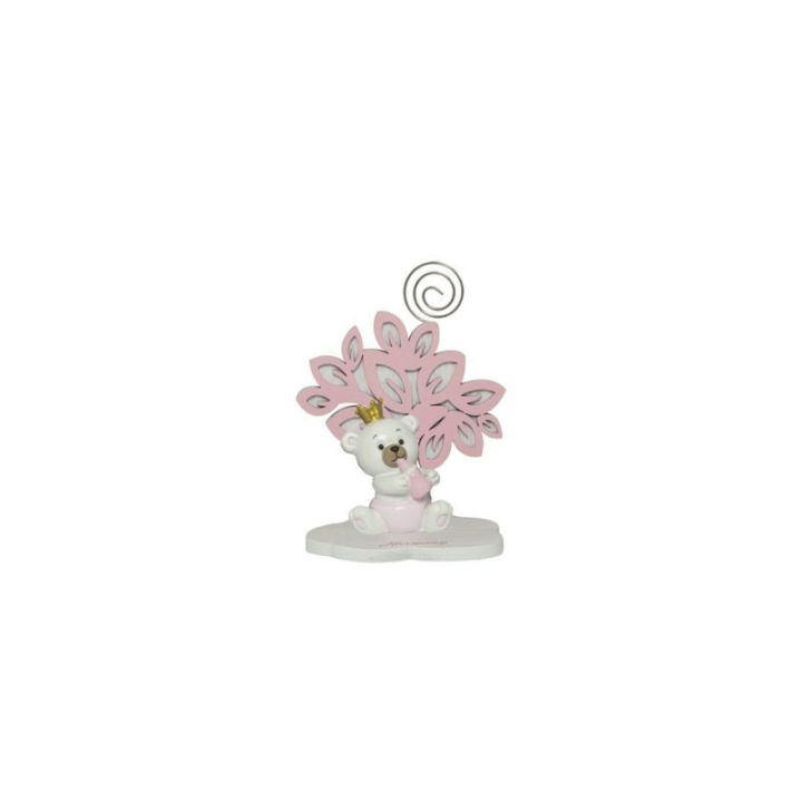 Albero della vita rosa con orsetto 3D resina bimba con corona