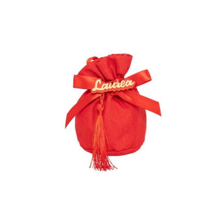 Sacchettone in cotone rosso con accessorio