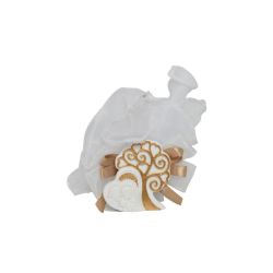 Icona sacra famiglia resina bianco con oro