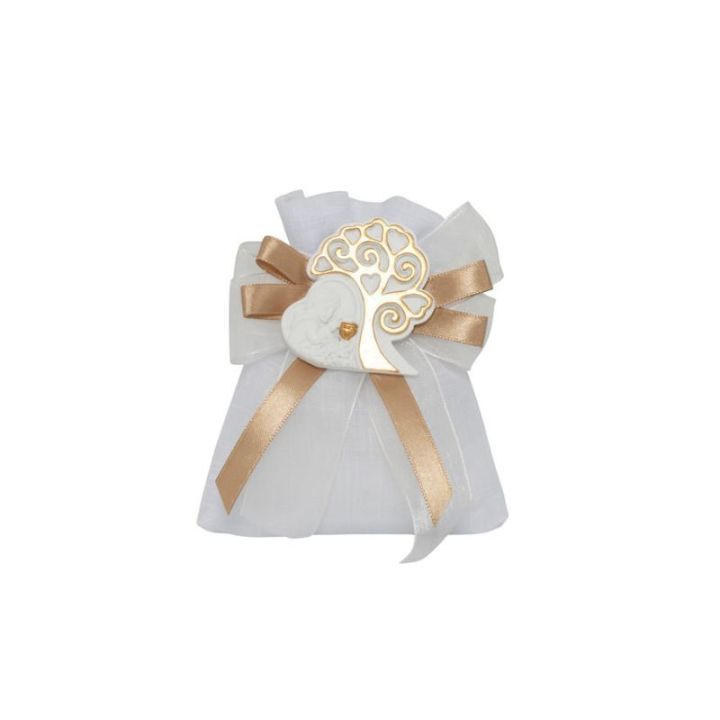 Magnete bimbo comunione resina bianco con oro