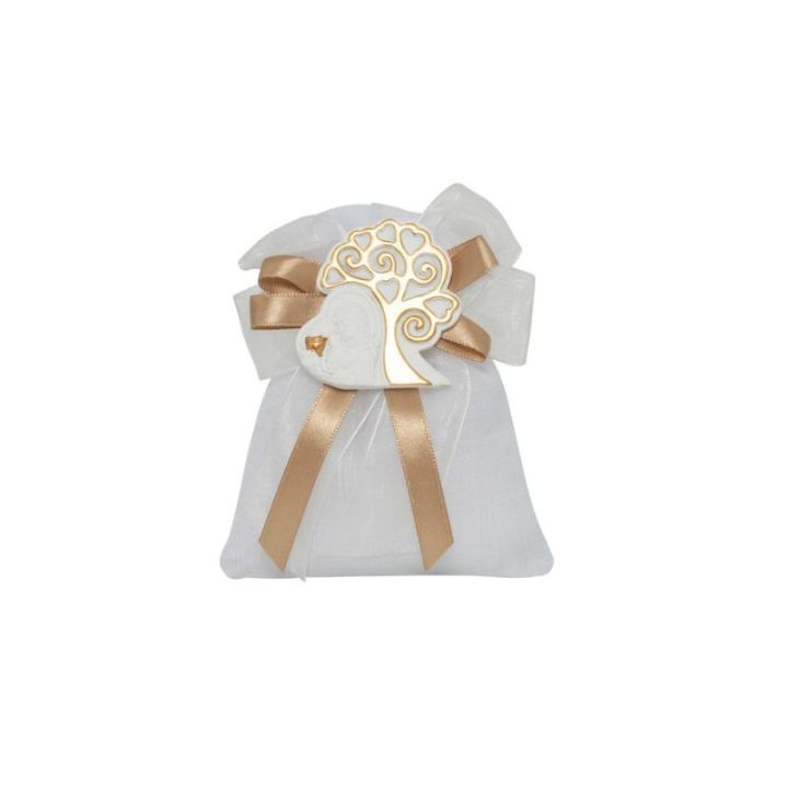 Magnete bimba comunione resina bianco con oro