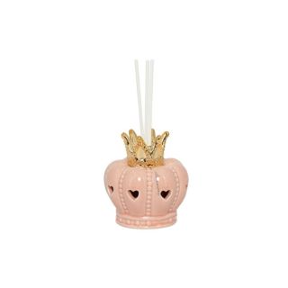 Profumatore corona porcellana rosa con corona oro con LED