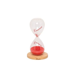 Clessidra laurea con sabbia rossa con glitter con base in legno