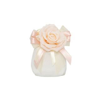 Sacchetto in cotone bianco con rosa tessuto colore pesca