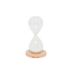Clessidra matrimonio con sabbia bianca con glitter con base in legno