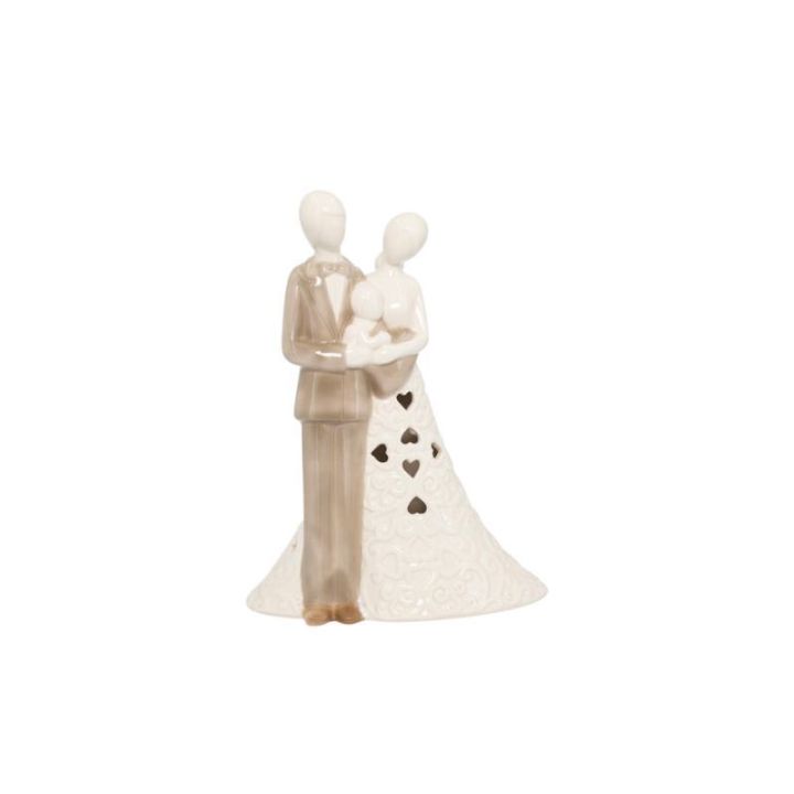 Sacra famiglia porcellana grande con LED
