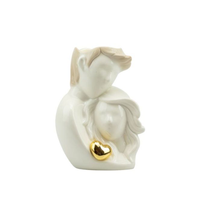 Coppia in porcellana con cuore oro con candela