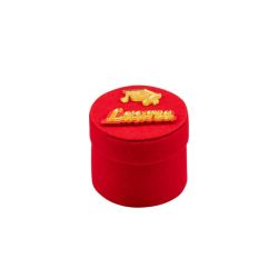 Scatolina tonda laurea rossa in velluto con accessorio "laurea" legno + plastica oro e pergamena