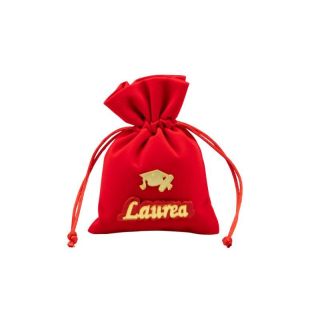 Sacchetto laurea rosso in velluto con accessorio