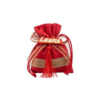Sacchetto laurea rosso con corda e accessorio "laurea" legno + plastic