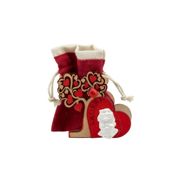 Scatolina in legno albero con gufo laurea