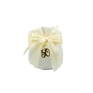 Sacchettone in cotone crema base tonda con tiranti con spilla