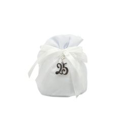 Sacchettone in cotone bianco base tonda con tiranti con spilla