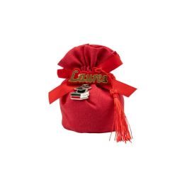 Sacchettone in cotone rosso con accessorio laurea e charm laurea