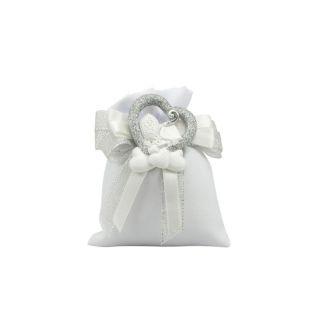 Magnete in resina nuvola con cuore cresima glitter argento