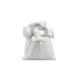 Magnete in resina nuvola con cuore cresima glitter argento