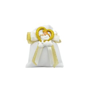 Magnete in resina nuvola con cuore bimba comunione glitter oro