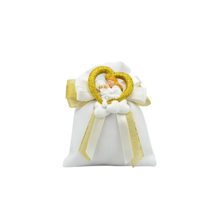 Magnete in resina nuvola con cuore bimba comunione glitter oro