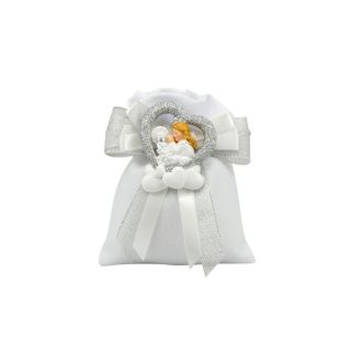 Magnete in resina nuvola con cuore bimba comunione glitter argento
