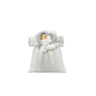 Magnete in resina nuvola con cuore bimbo comunione glitter argento