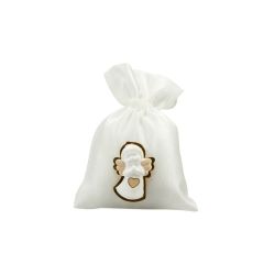 Sacchetto in organza bianco con applicazione angelo