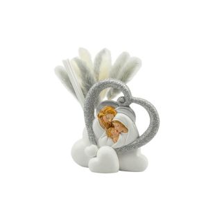 Profumatore in resina nuvola con cuore sacra famiglia glitter argento