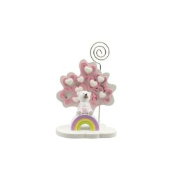 Albero della vita cuori rosa piccolo con orsetto bimba 3D resina su arcobaleno con fazz