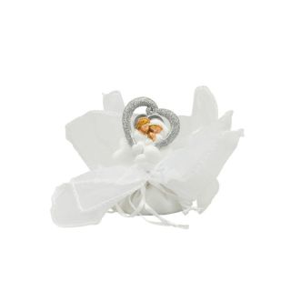 Icona in resina nuvola con cuore sacra famiglia glitter argento