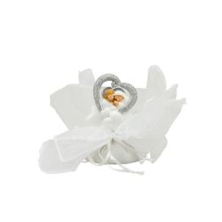 Icona in resina nuvola con cuore sacra famiglia glitter argento