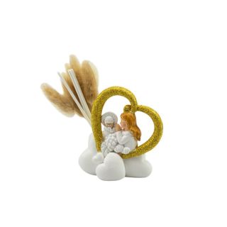 Profumatore in resina nuvola con cuore bimba comunione glitter oro con