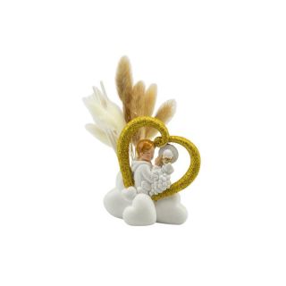 Profumatore in resina nuvola con cuore bimbo comunione glitter oro con