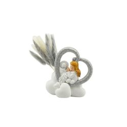 Profumatore in resina nuvola con cuore bimba comunione glitter argento con box