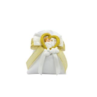 Magnete in resina nuvola con cuore bimbo comunione glitter oro