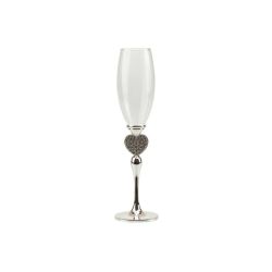 Coppia flut argento con cuore con strass