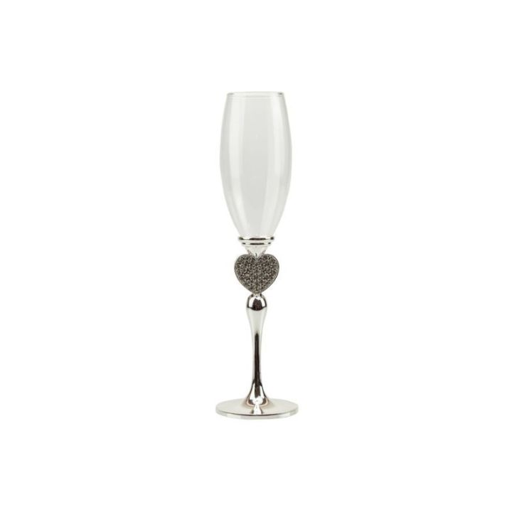 Coppia flut argento con cuore con strass