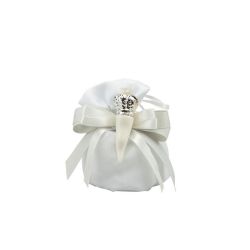 Magnete corno piccolo porcellana bianco / argento con fiore