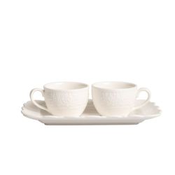 Set caffe' 2 tazzine porcellana bianca decalco