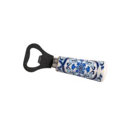 Apribottiglie con manico porcellana decalco maiolica blu