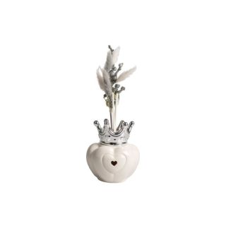 Profumatore corona bianca porcellana con LED e corona argento