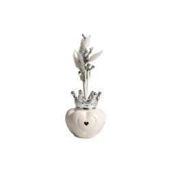 Profumatore corona bianca porcellana con LED e corona argento