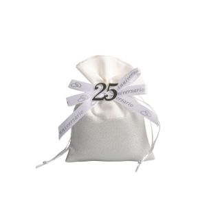 Sacchetto bianco/argento con applicazione