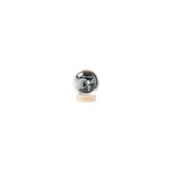Sfera in vetro principe con filo e base legno