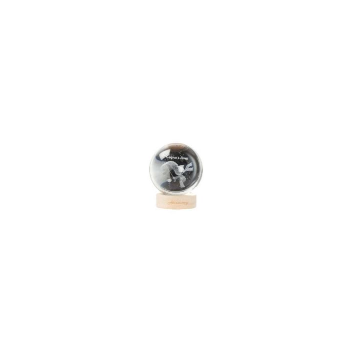 Sfera in vetro principe con filo e base legno